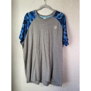 Zumba Wear XL XLegendary Gray Blue Camo Raglan Short Sleeve T‎ Shirt Top